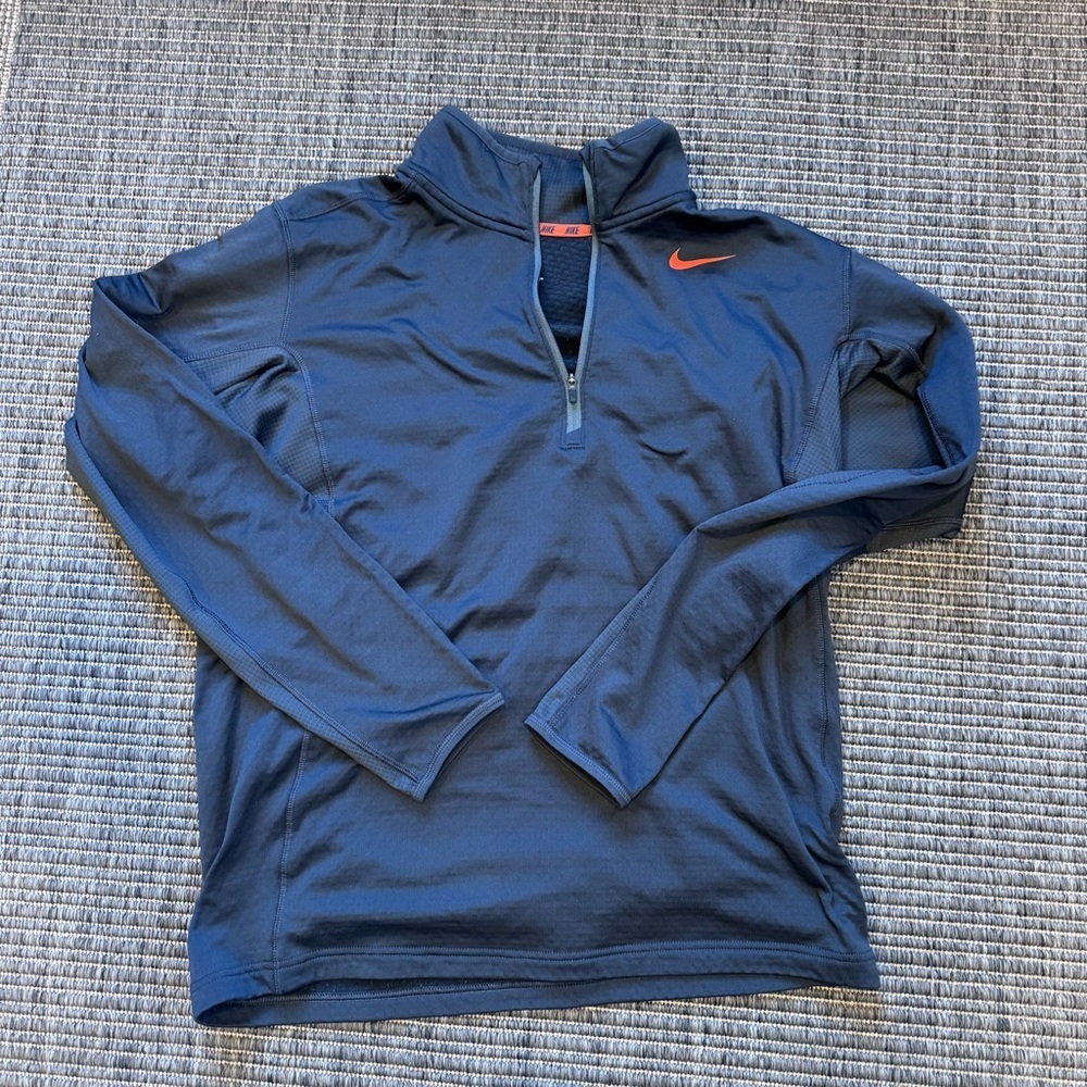Nike Dri-fit  Quarter-Zip Performance Top with Orange Swoosh